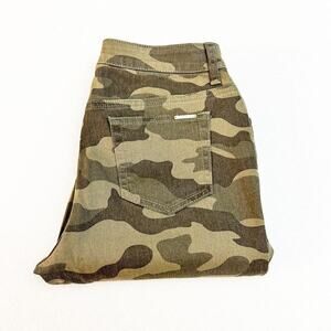 Chicos Black Label Camo Print Motorcycle Denim Midnight Moss Size 0 NWT